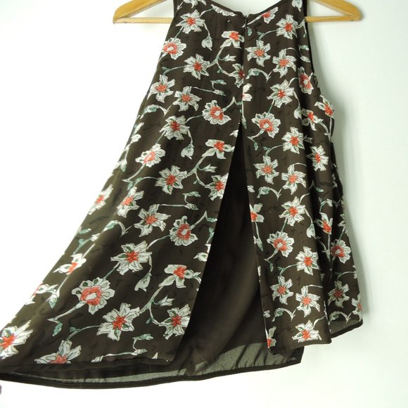 MAX STUDIO floral Sleeveless Layered Split Back Swing Tank blouse - Picture 4 of 9